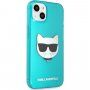 Karl Lagerfeld Choupette Head kryt pre iPhone 13 mini - tyrkysový