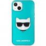 Karl Lagerfeld Choupette Head kryt pre iPhone 13 mini - tyrkysový