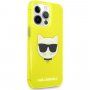Karl Lagerfeld Choupette Head kryt pre iPhone 13 Pro - neónovo žltý