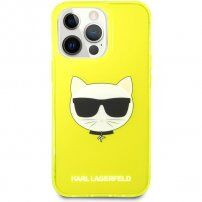 Karl Lagerfeld Choupette Head kryt pre iPhone 13 Pro Max - neónovo žltý