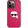 Karl Lagerfeld Leather Karl Head kryt pre iPhone 13 Pro Max - fuksiový