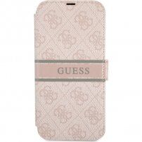 Guess 4G Printed Stripe flipové puzdro pre iPhone 13 mini - ružové