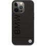 BMW Leather Hot Stamp kryt pre iPhone 13 Pro Max - čierny