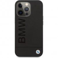 BMW Leather Hot Stamp kryt pre iPhone 13 Pro Max - čierny