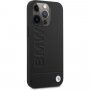 BMW Leather Hot Stamp kryt pre iPhone 13 Pro Max - čierny