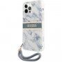 Guess Marble Stripe kryt pre iPhone 12 Pro Max - modrý