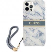 Guess Marble Stripe kryt pre iPhone 12 Pro Max - modrý