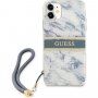 Guess Marble Stripe kryt pre iPhone 11 - modrý