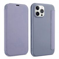 Peňaženkové puzdro zo silikónu a PU kože pre iPhone 13 - modrosivé