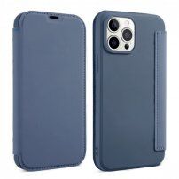 Peňaženkové puzdro zo silikónu a PU kože pre iPhone 13 - modré