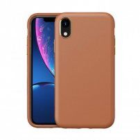 Nárazuvzdorný kryt s textúrou kože pre iPhone XR - hnedý