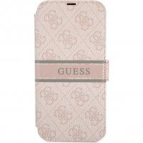Guess 4G Printed Stripe flipové puzdro pre iPhone 13 - ružové