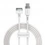 Baseus nabíjací magnetický kábel s konektorom MagSafe 2 (tvar T) / USB-C pre MacBook – 2 m - biely