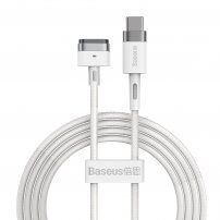 Baseus nabíjací magnetický kábel s konektorom MagSafe 2 (tvar T) / USB-C pre MacBook – 2 m - biely
