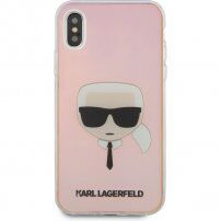 Karl Lagerfeld Head meňavý kryt pre iPhone X / XS - dúhový