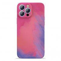 Ochranný kryt so vzorom vodových farieb pre iPhone 13 Pro Max - fialový