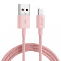 Joyroom opletený dátový a nabíjací kábel USB-A / Lightning pre iPhone / iPad / iPod / AirPods - 2 m - ružový
