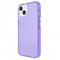 Ochranný transparentný kryt so vzorom krížikov pre iPhone 13 mini - fialový