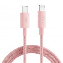 JOYROOM opletený dátový a nabíjací kábel PD 20W USB-C / Lightning pre iPhone / iPad / iPod / AirPods - 1 m - ružový