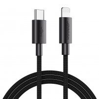 JOYROOM opletený dátový a nabíjací kábel PD 20W USB-C / Lightning pre iPhone / iPad / iPod / AirPods - 2 m - čierny