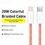 Baseus opletený rýchlonabíjací a dátový kábel PD 20 W USB-C / Lightning pre iPhone / iPad / iPod / AirPods - 1 m - oranžový