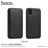 HOCO luxusné flipové puzdro z umelej kože pre Apple iPhone XS / iPhone X – čierne