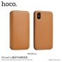 HOCO luxusné flipové puzdro z umelej kože pre Apple iPhone XS / iPhone X – hnedé