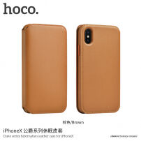 HOCO luxusné flipové puzdro z umelej kože pre Apple iPhone XS / iPhone X – hnedé