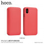 HOCO luxusné flipové puzdro z umelej kože pre Apple iPhone XS / iPhone X – červené