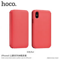 HOCO luxusné flipové puzdro z umelej kože pre Apple iPhone XS / iPhone X – červené