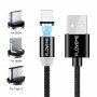 FLOVEME Round magnetický kábel USB-A / USB-C/Micro USB/Lightning pre iPhone / iPad / iPod / AirPods - 1 m - čierna