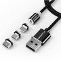 FLOVEME Round magnetický kábel USB-A / USB-C/Micro USB/Lightning pre iPhone / iPad / iPod / AirPods - 1 m - čierna
