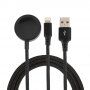 2v1 opletený dátový a nabíjací kábel USB-A / Lightning / magnetický puk pre iPhone / iPad / Apple Watch / AirPods - 1 m - čierny