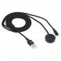 2v1 opletený dátový a nabíjací kábel USB-A / Lightning / magnetický puk pre iPhone / iPad / Apple Watch / AirPods - 1 m - čierny