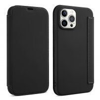 Peňaženkové puzdro zo silikónu a PU kože pre iPhone 13 mini - čierne