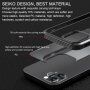 Nárazuvzdorný transparentný kryt s karbónovou textúrou pre iPhone 12 / 12 Pro - červený
