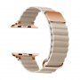 Kožený magnetický remienok s kovovými detailmi pre Apple Watch Ultra 49mm / 46mm / 45mm / 44mm / 42mm - béžový