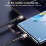 Usams svietiaci dátový a nabíjací opletený kábel PD USB-C / USB-C pre iPhone / iPad / MacBook / AirPods - 1,2 m - zlatý