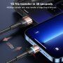 Usams svietiaci dátový a nabíjací opletený kábel USB / Lightning pre iPhone / iPad – 1,2 m - zlatý