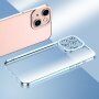 Transparentný kryt s pokovenou hranou pre iPhone 13 mini - modrý