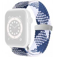 Nylonový vrkočový remienok s posuvnou prackou pre Apple Watch 42mm / 41mm / 40mm / 38mm - modrobiely