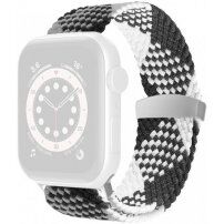 Nylonový vrkočový remienok s posuvnou prackou pre Apple Watch Ultra 49mm / 46mm / 45mm / 44mm / 42mm - čiernobiely