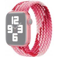 Nylonový remienok s farebným vrkočovým vzorom pre Apple Watch 42mm / 41mm / 40mm / 38mm - XS - ružový