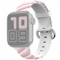 Prepletený silikónový remienok pre Apple Watch Ultra 49mm / 46mm / 45mm / 44mm / 42mm - bielo-ružový