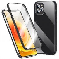 Puzdro s 360° ochranou z tvrdeného skla pre iPhone 11 Pro - čierne