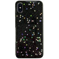 Ochranný mäkký kryt s hviezdičkami pre iPhone X / XS - čierny