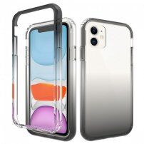 Nárazuvzdorné dvojfarebné transparentné puzdro pre iPhone 11 - čierne