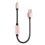 BENKS USB kábel s lightning male/female konektormi na nabíjanie a súčasné počúvanie hudby pre Apple iPhone – 25 cm – ružovo-zlatý