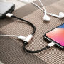 BENKS USB kábel s lightning male/female konektormi na nabíjanie a súčasné počúvanie hudby pre Apple iPhone – 25 cm – ružovo-zlatý