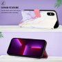 Mramorové flipové puzdro z PU kože pre iPhone XS Max - fialové